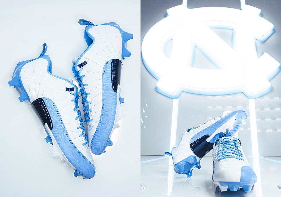 The UNC Football Team Receives Air Jordan 12 PE Cleats