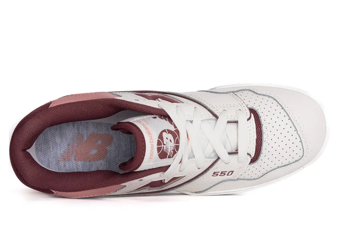 New Balance 550 Womens White Washed Burgundy Bbw550dp 2