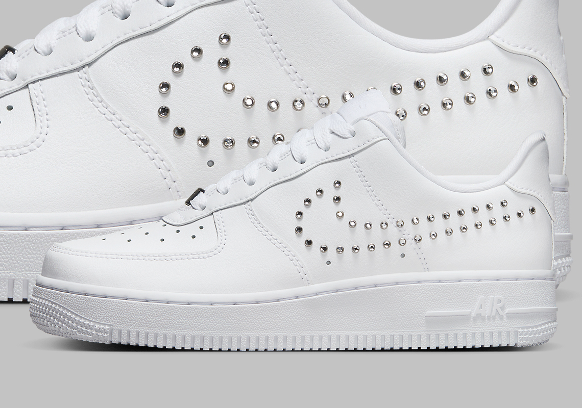 "Metallic Silver" Studs Form Swooshes On This Women's Nike Air Force 1 Low