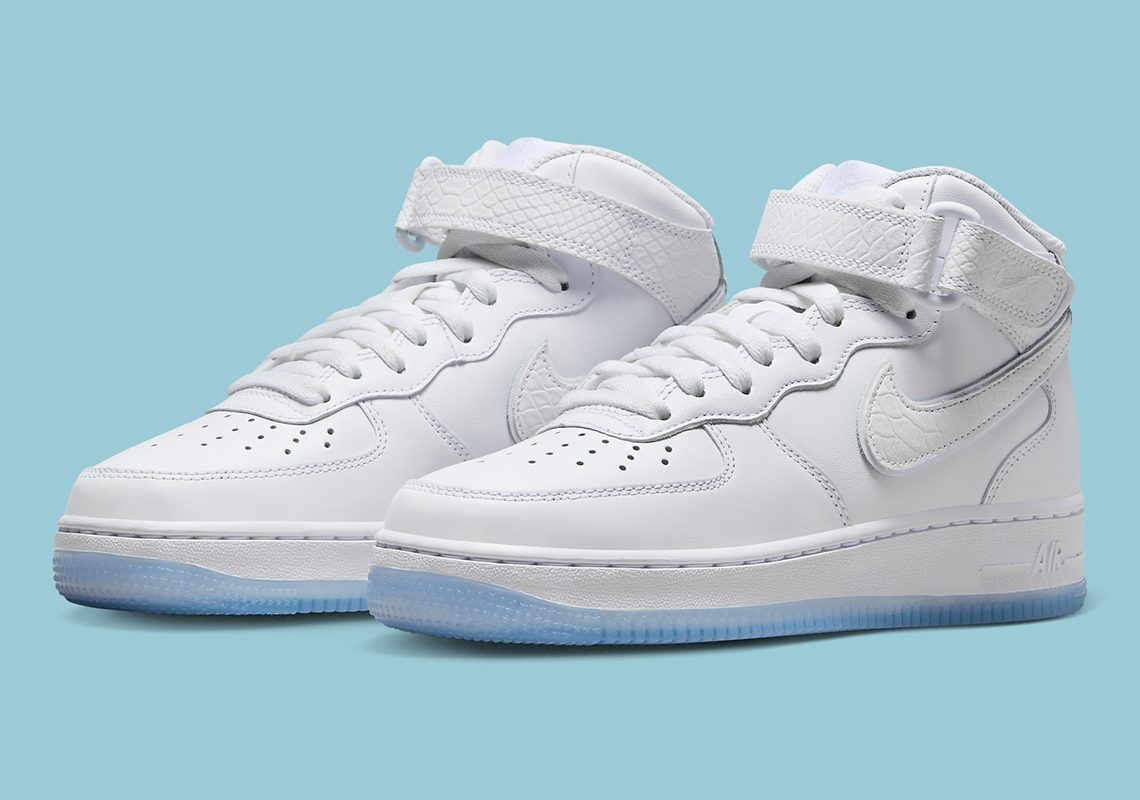 "White Crocskin" Accents The Nike Air Force 1 Mid