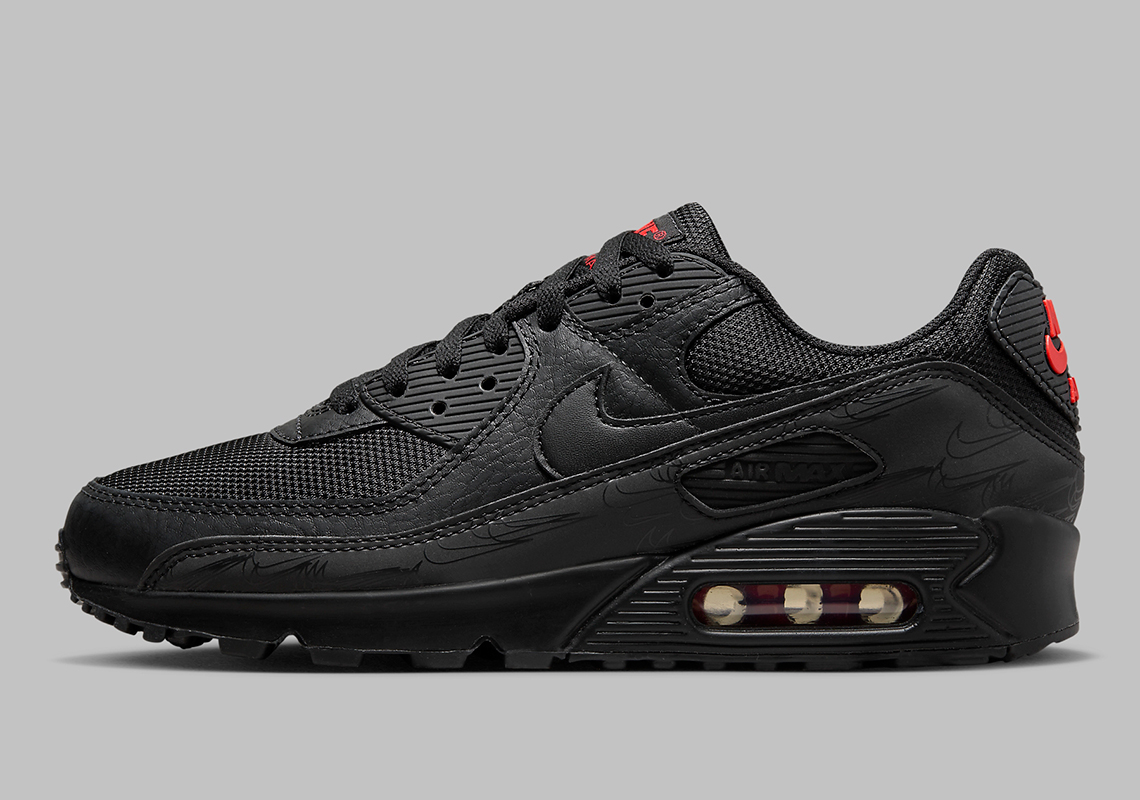 Nike Air Max 90 Reflective Black Varsity Red Dz4504 003 5