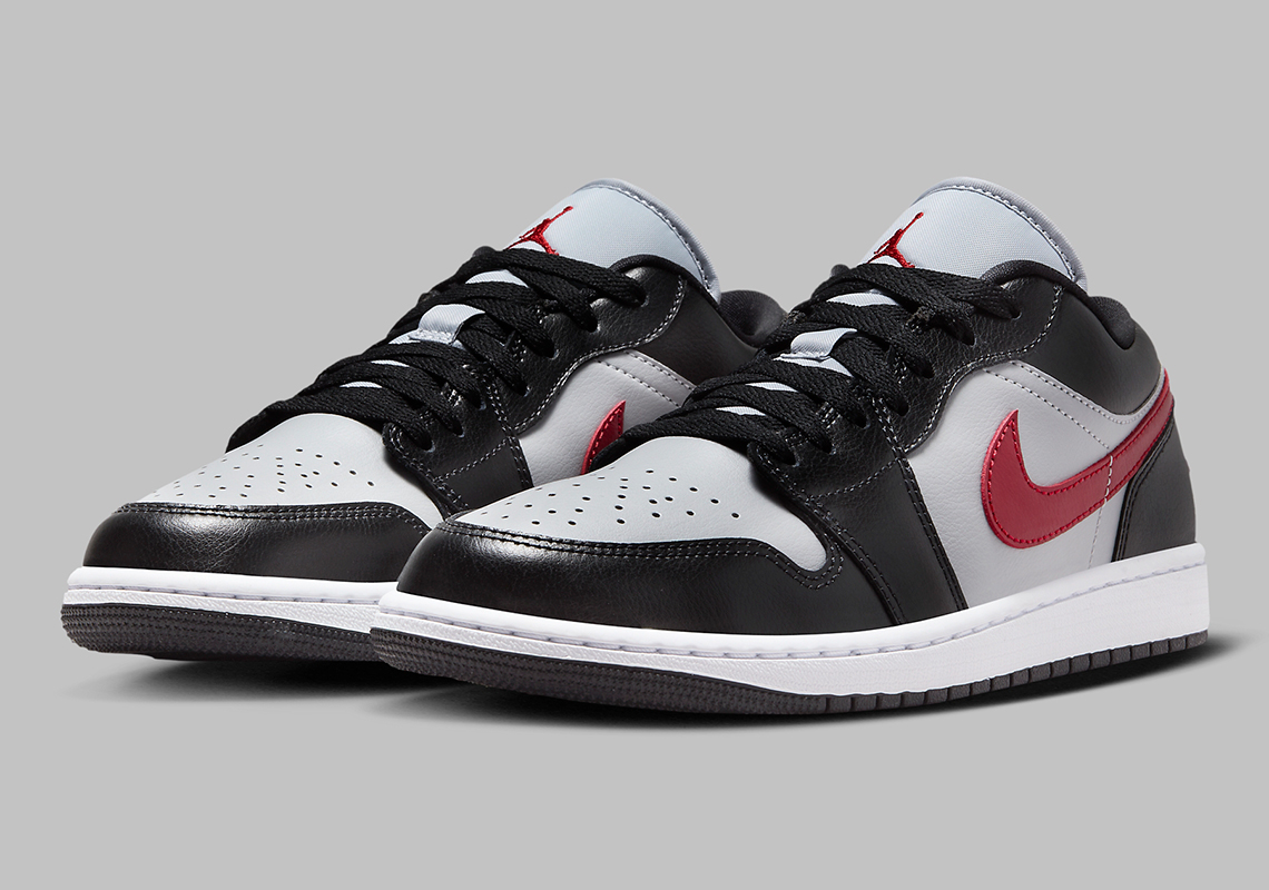 The Air Jordan 1 Low Prepares A Greyscale Effort With Fire Red Branding