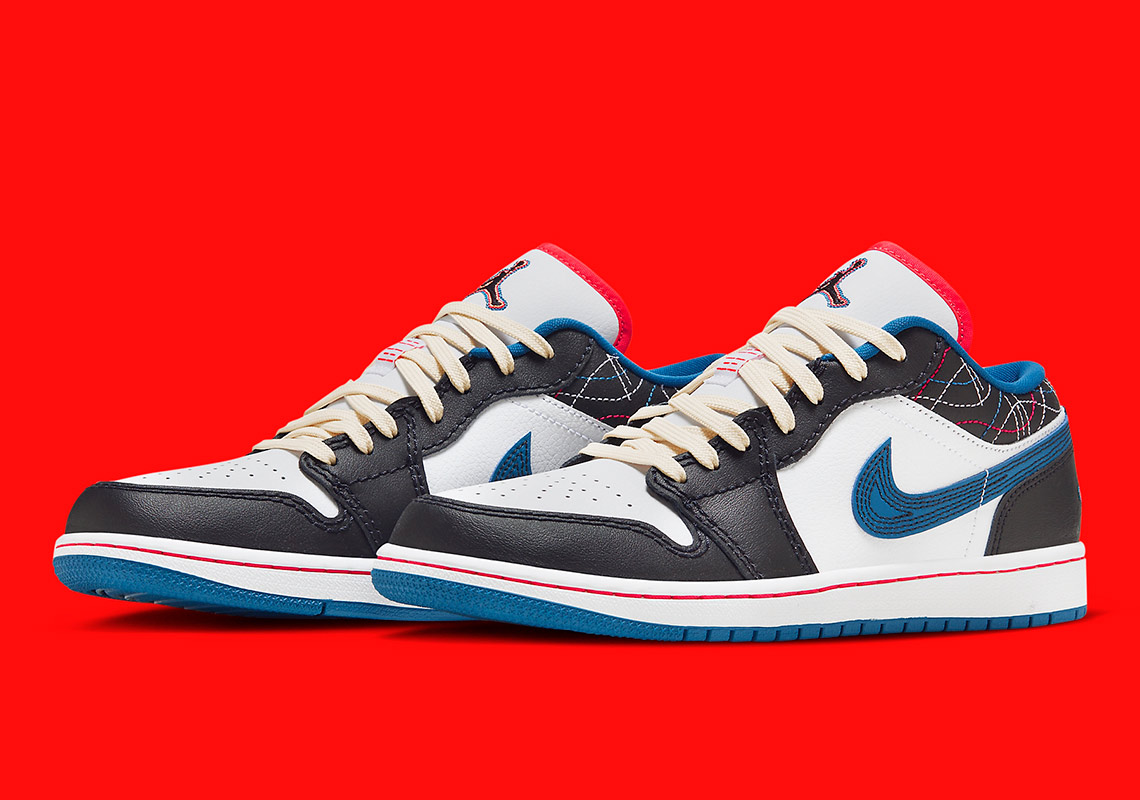 Air Jordan 1 Low White Industrial Blue Black Siren Red Fv3622 141 0