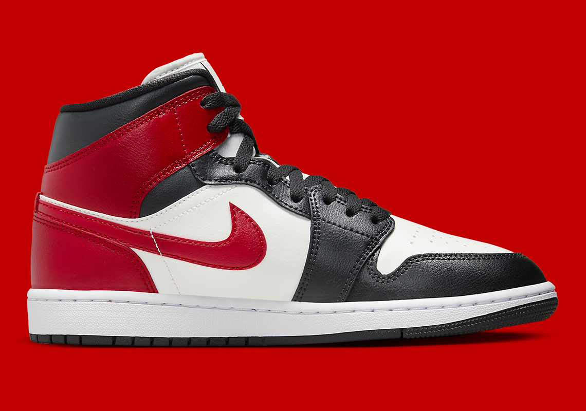 Air Jordan 1 Mid Womens Black Red White Bq6472 160 3