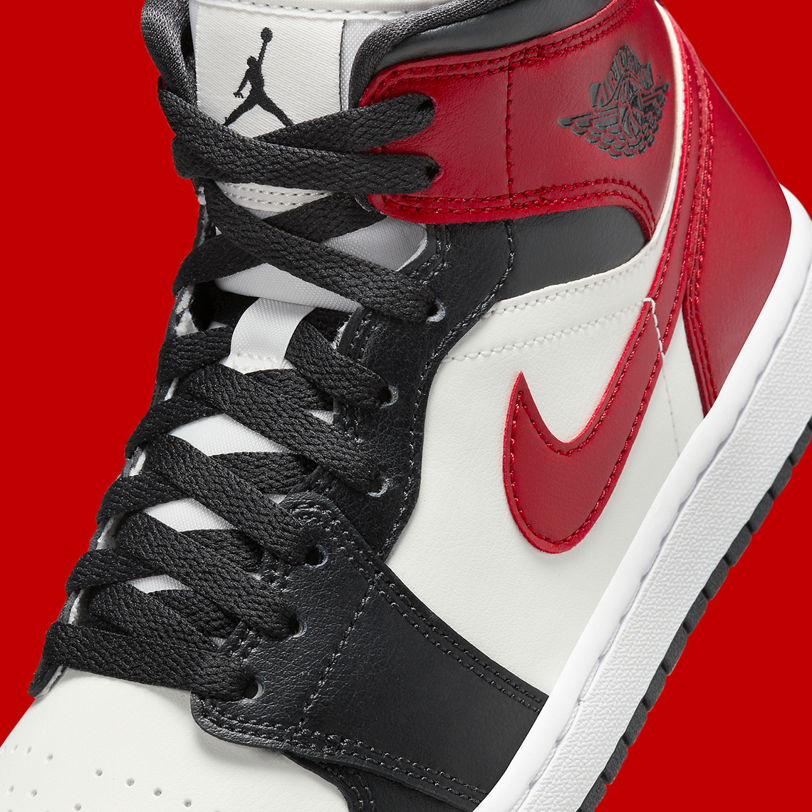 Air Jordan 1 Mid Womens Black Red White Bq6472 160 5