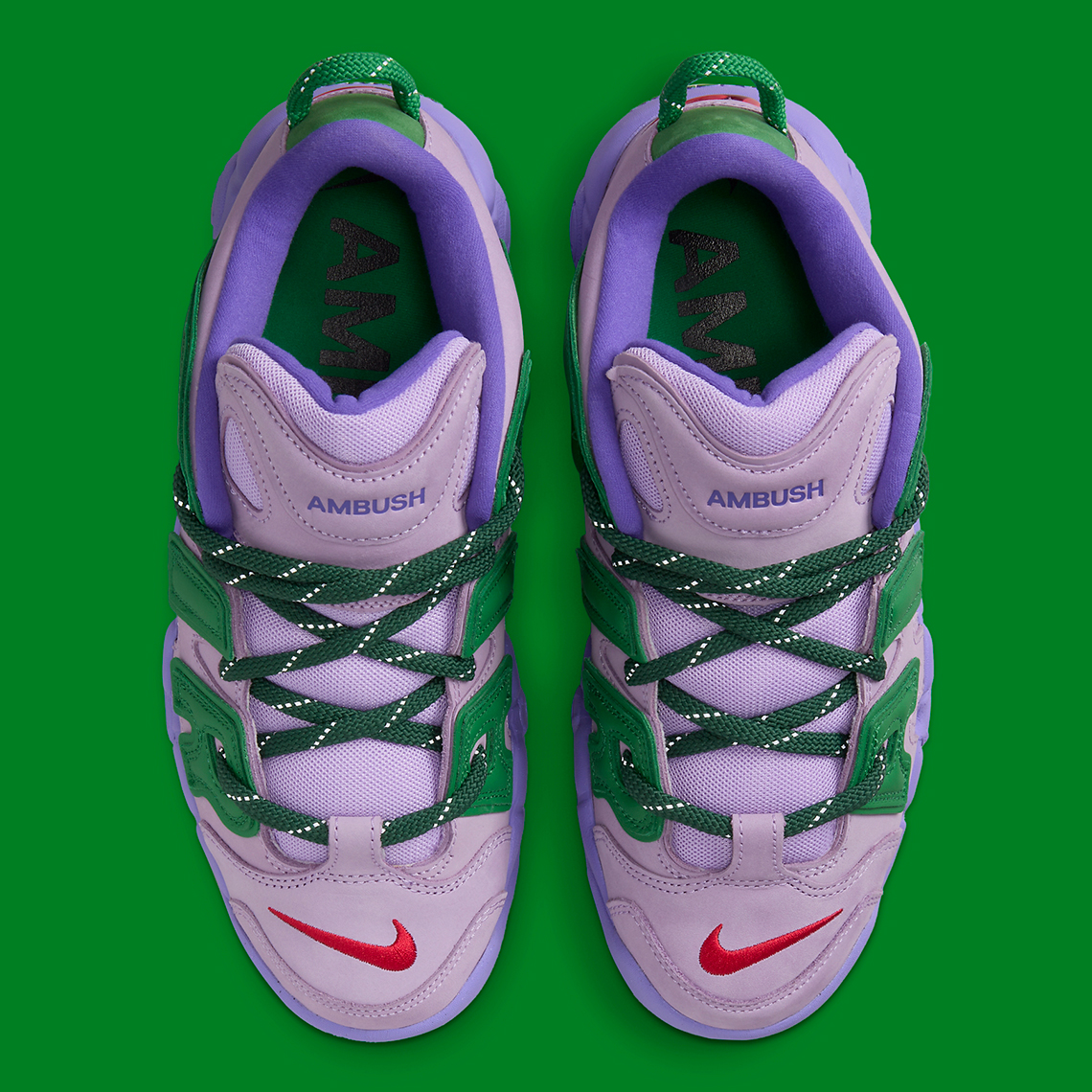 Ambush Nike Air More Uptempo Lilac University Red Team Green Apple Green Fb1299 500 Release Date 5