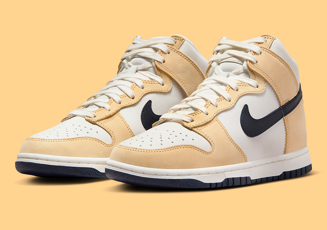 Golden Suede Adds A Classy Touch To This Women's Dunk High