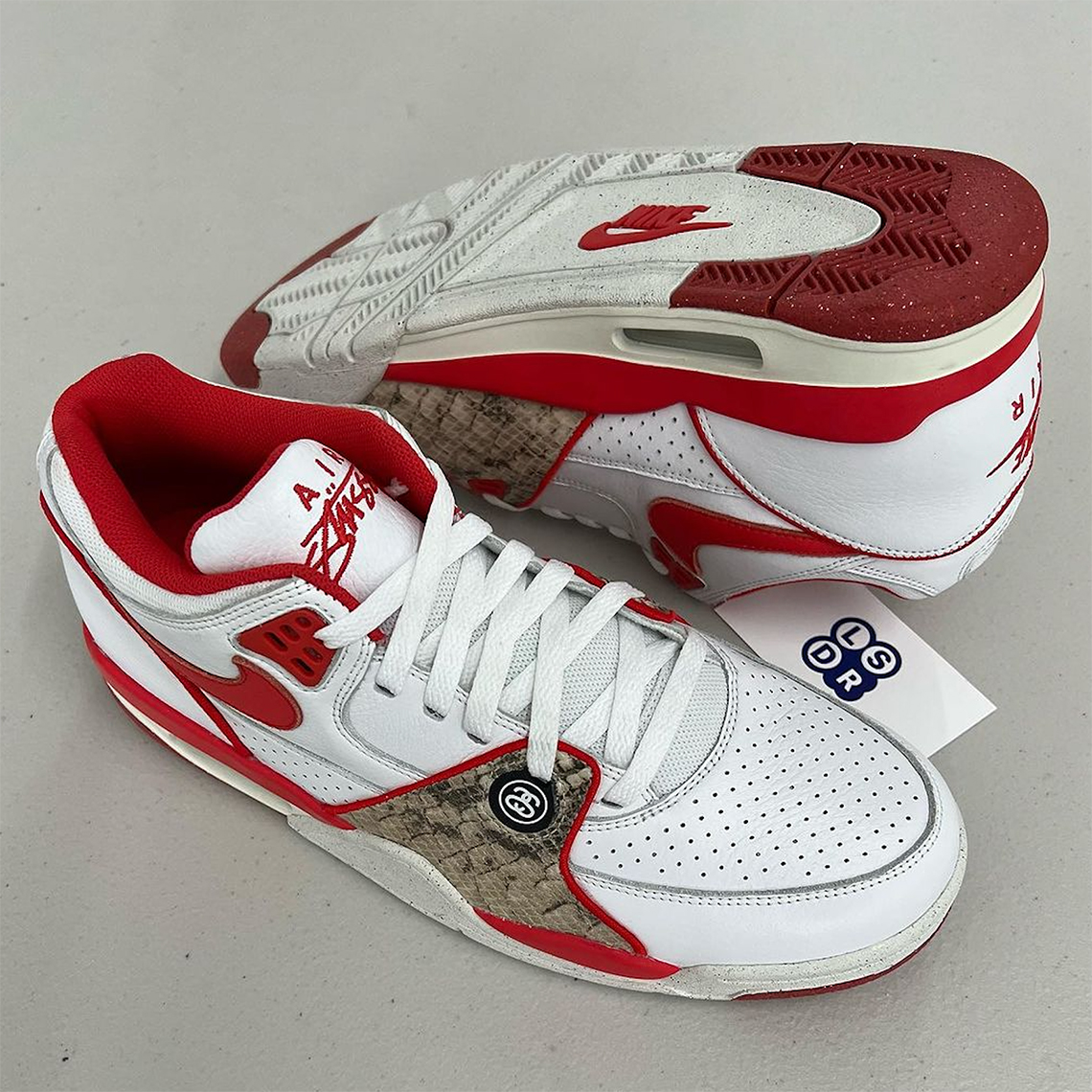 Stussy Nike Air Flight 89 White Habanero Red Sail Snakeskin Fd6475 101 5