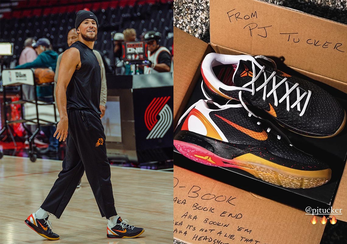 P.J. Tucker Gifts Devin Booker His Nike Kobe 6 "Ukraine" PE