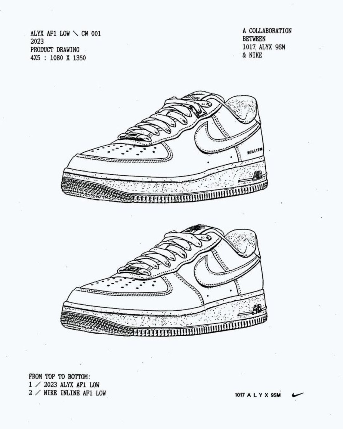 Alyx Studio Nike Air Force 1 Black White 2023 11