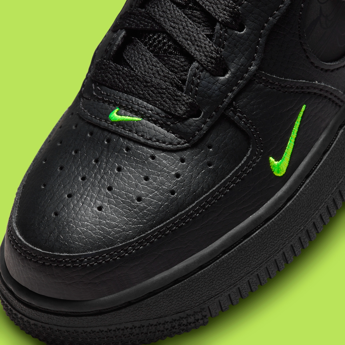 Big Kids Nike Air Force 1 Low Black Volt Glow Fv7020 001 1