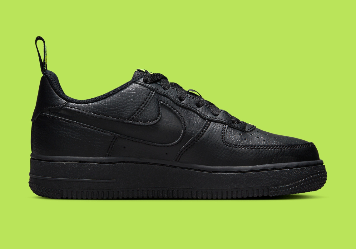 Big Kids Nike Air Force 1 Low Black Volt Glow Fv7020 001 4