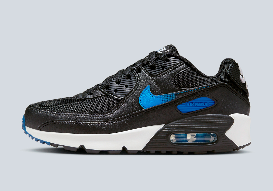 Grade School Nike Air Max 90 Black Blue Fz4355 001 2