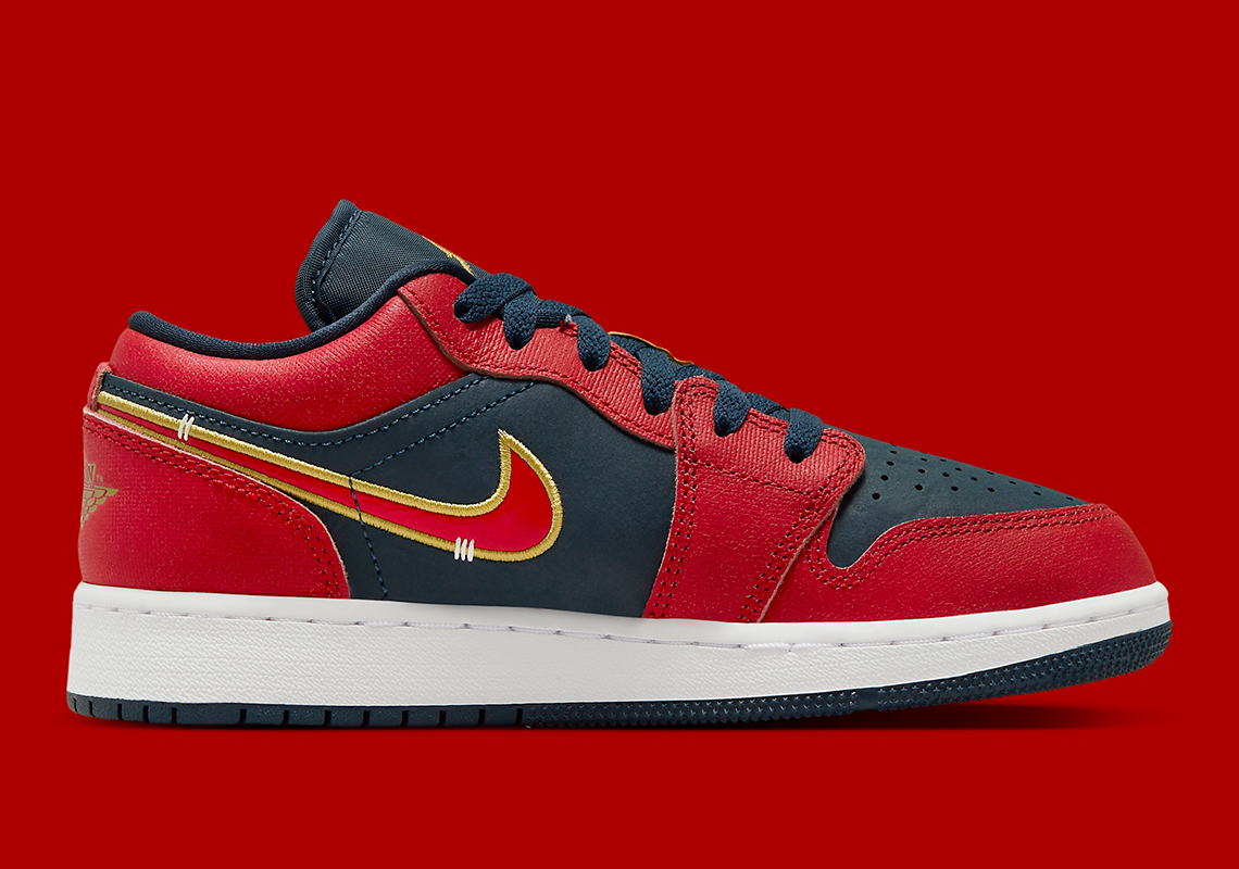 Air Jordan 1 Low Red Navy Gold Fq7380 400 1