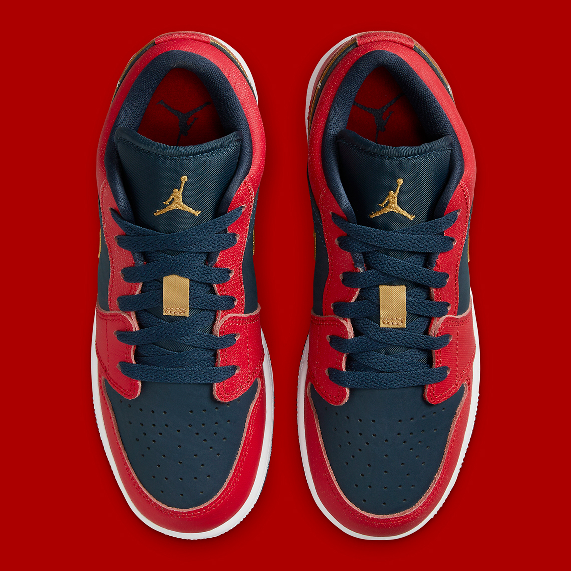 Air Jordan 1 Low Red Navy Gold Fq7380 400 2