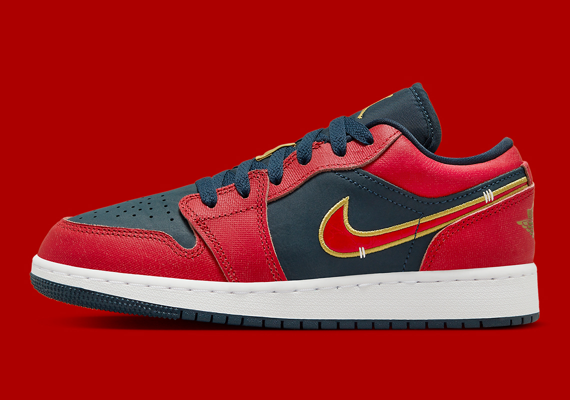 Air Jordan 1 Low Red Navy Gold Fq7380 400 3