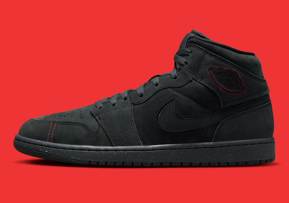 Air Jordan 1 Mid Monochrome Black University Red Fd8634 001 3