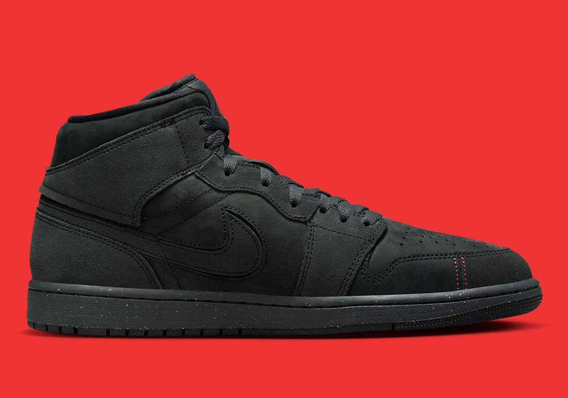 Air Jordan 1 Mid Monochrome Black University Red Fd8634 001 8