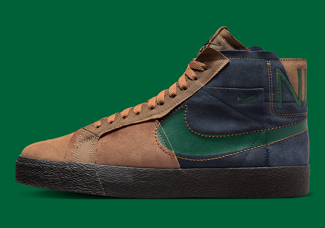 Nike Sb Blazer Mid Edge Brown Navy Green Suede 4