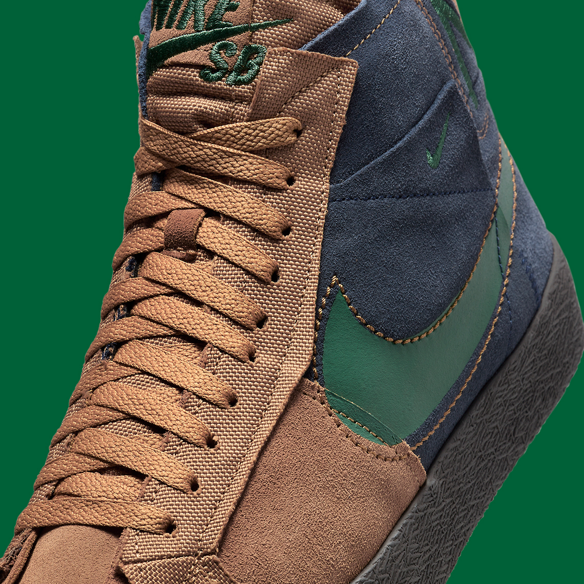 Nike Sb Blazer Mid Edge Brown Navy Green Suede 5