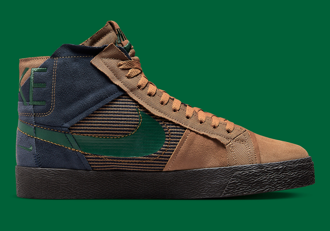 Nike Sb Blazer Mid Edge Brown Navy Green Suede 6