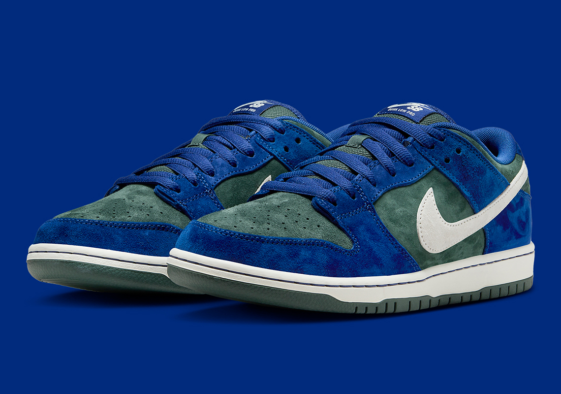 Buttery Suedes Appear On The Nike SB Dunk Low In Royal And Green