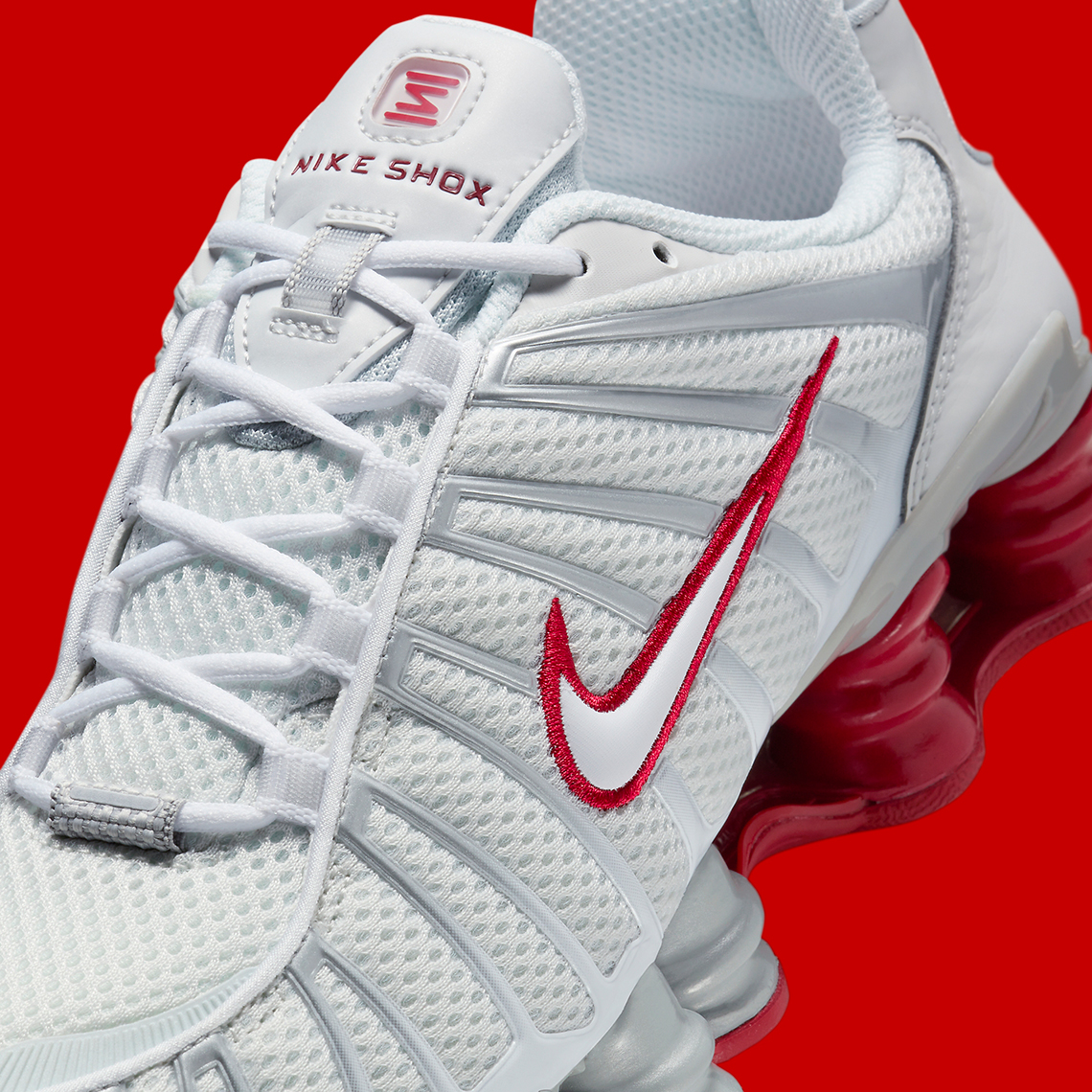 Nike Shox Tl Platinum Tint White Gym Red Fz4344 001 2