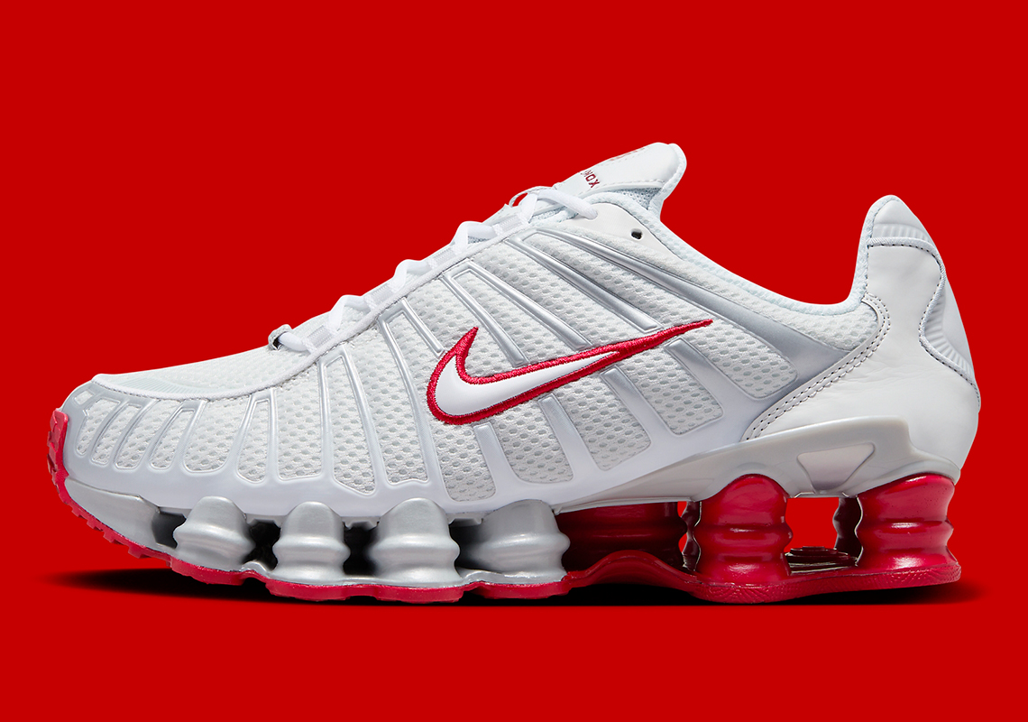 Nike Shox Tl Platinum Tint White Gym Red Fz4344 001 6