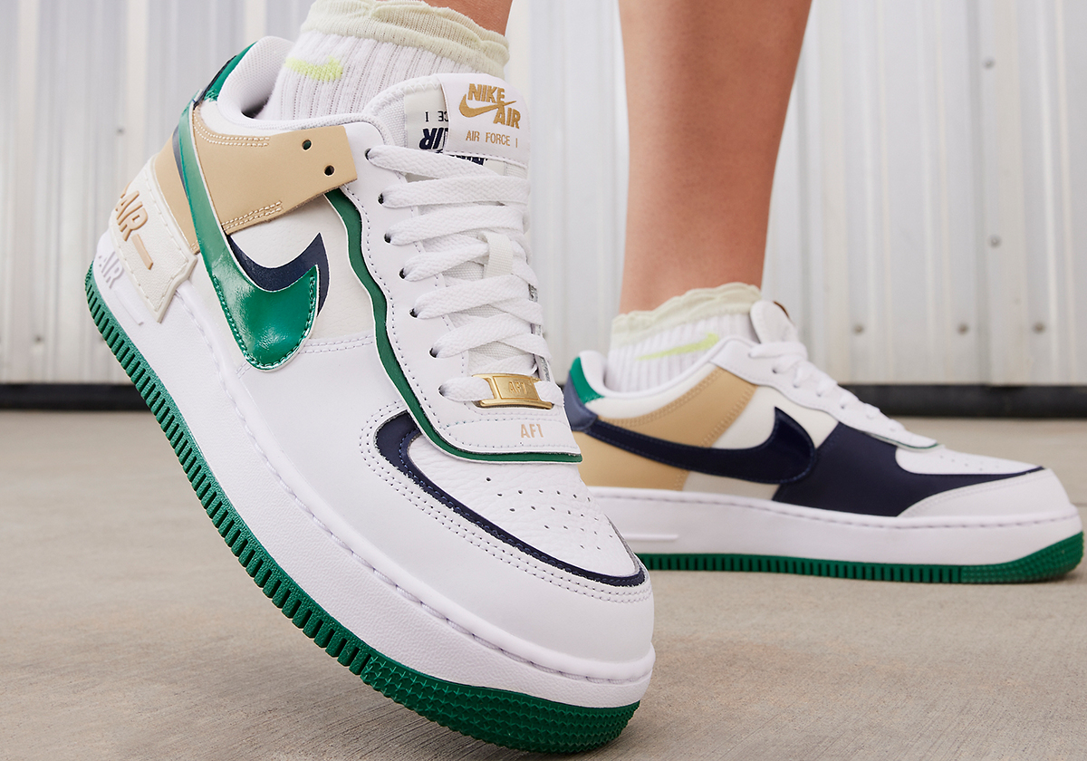 Nike Air Force 1 Shadow White Sesame Malachite Midnight Navy Dz1847 102