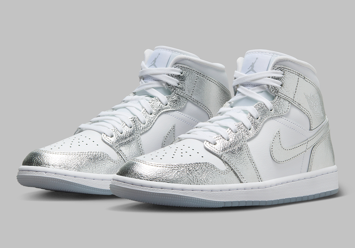 Crinkled Silver Overlays Drape The Latest Air Jordan 1 Mid