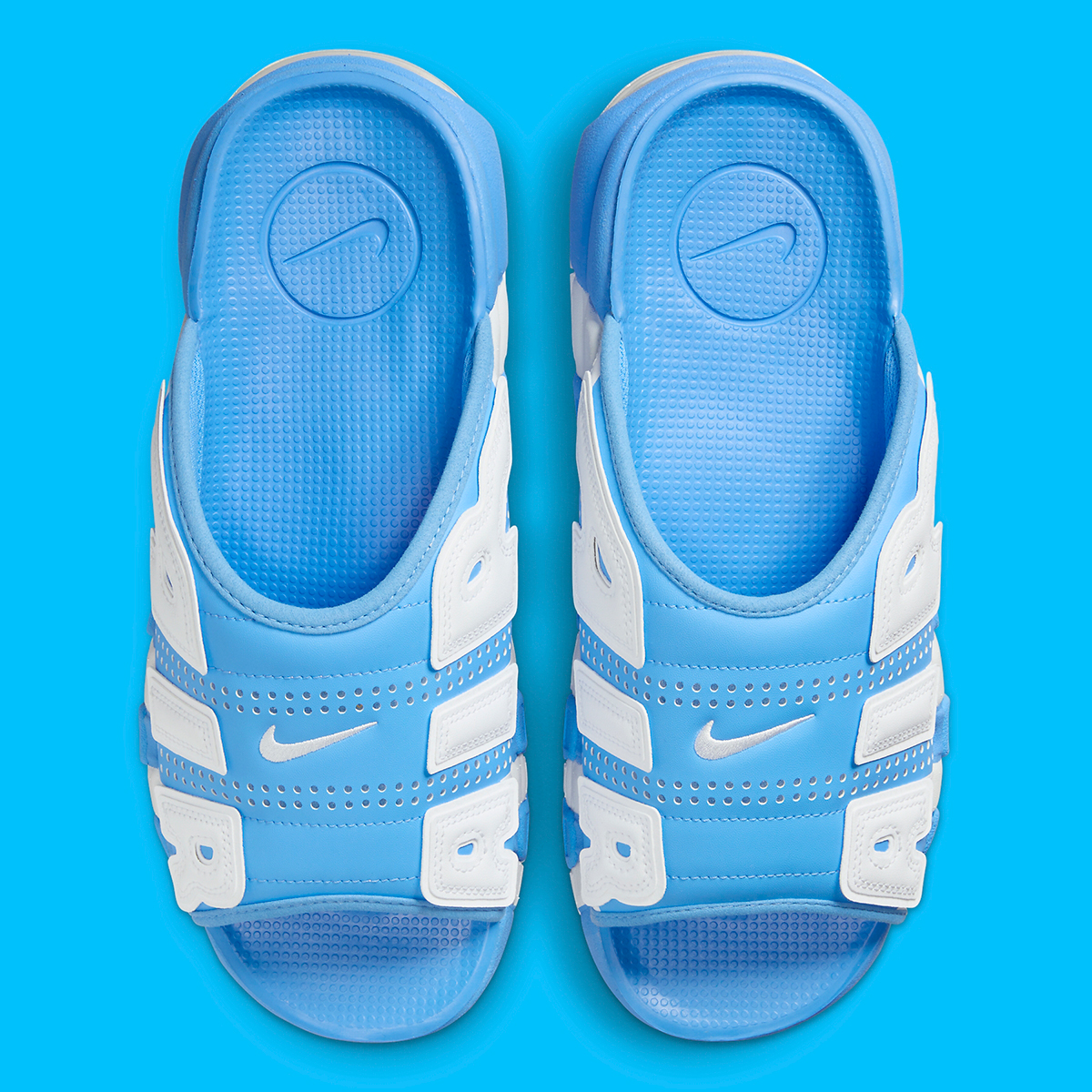 Nike Air More Uptempo Slides Dark Powder Blue White Fd9884 400 3