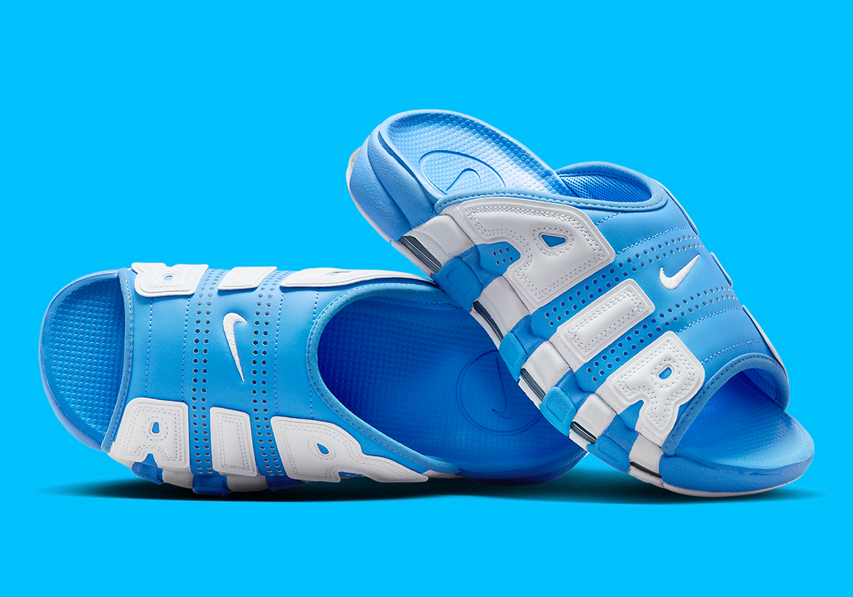 Nike Air More Uptempo Slides Dark Powder Blue White Fd9884 400 7