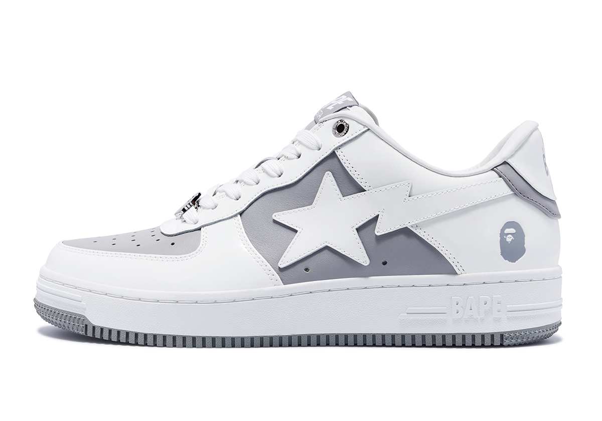 A Bathing Ape Bape Sta Patent Leather White Grey 1