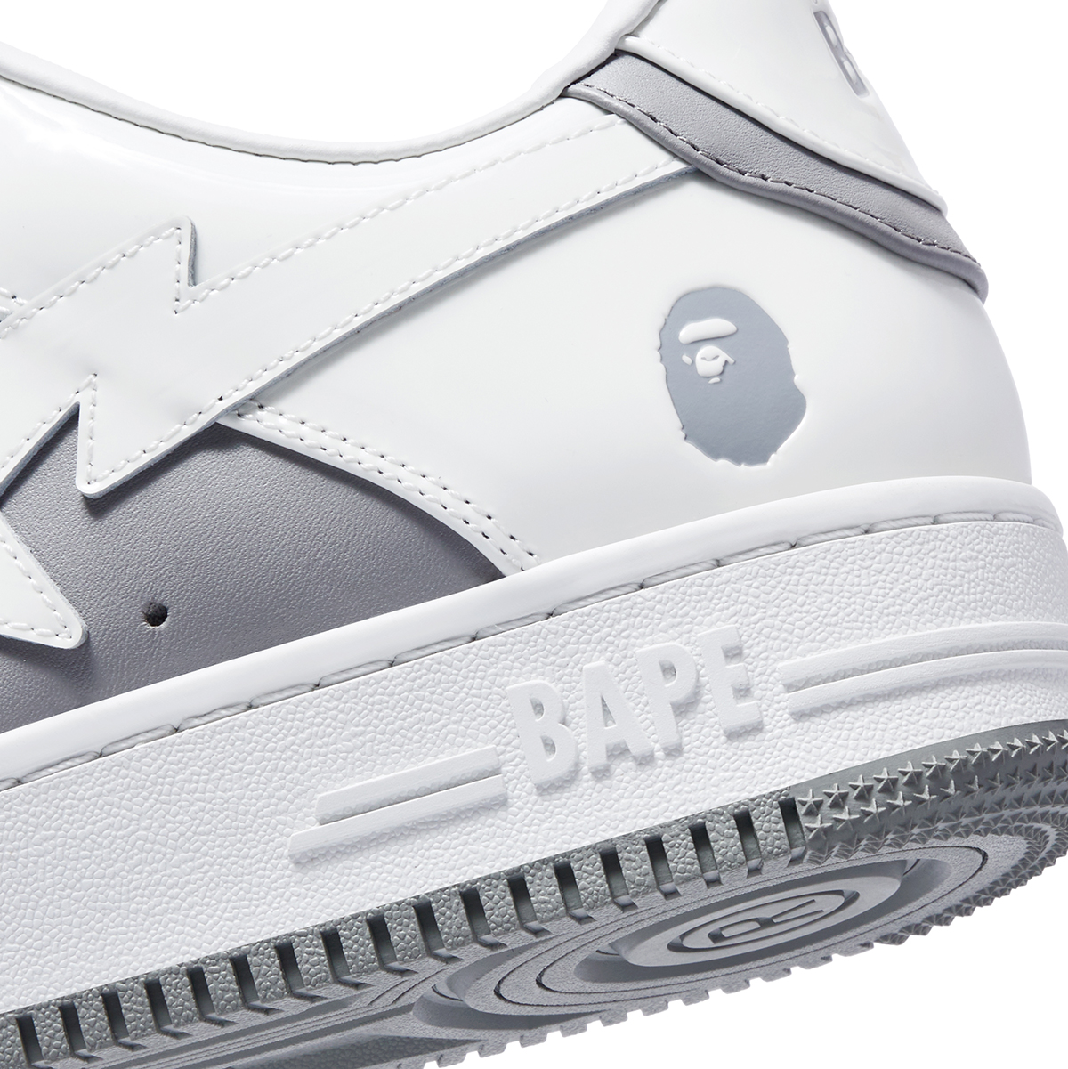 A Bathing Ape Bape Sta Patent Leather White Grey 3