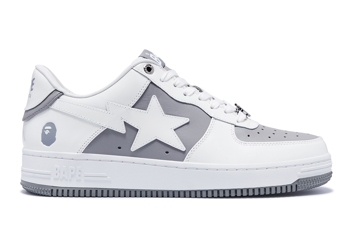 A Bathing Ape Bape Sta Patent Leather White Grey 6