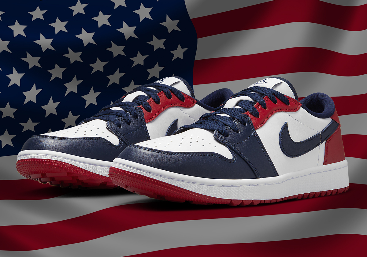 Air Jordan 1 Low Golf Adorns In "USA" Red White And Blue