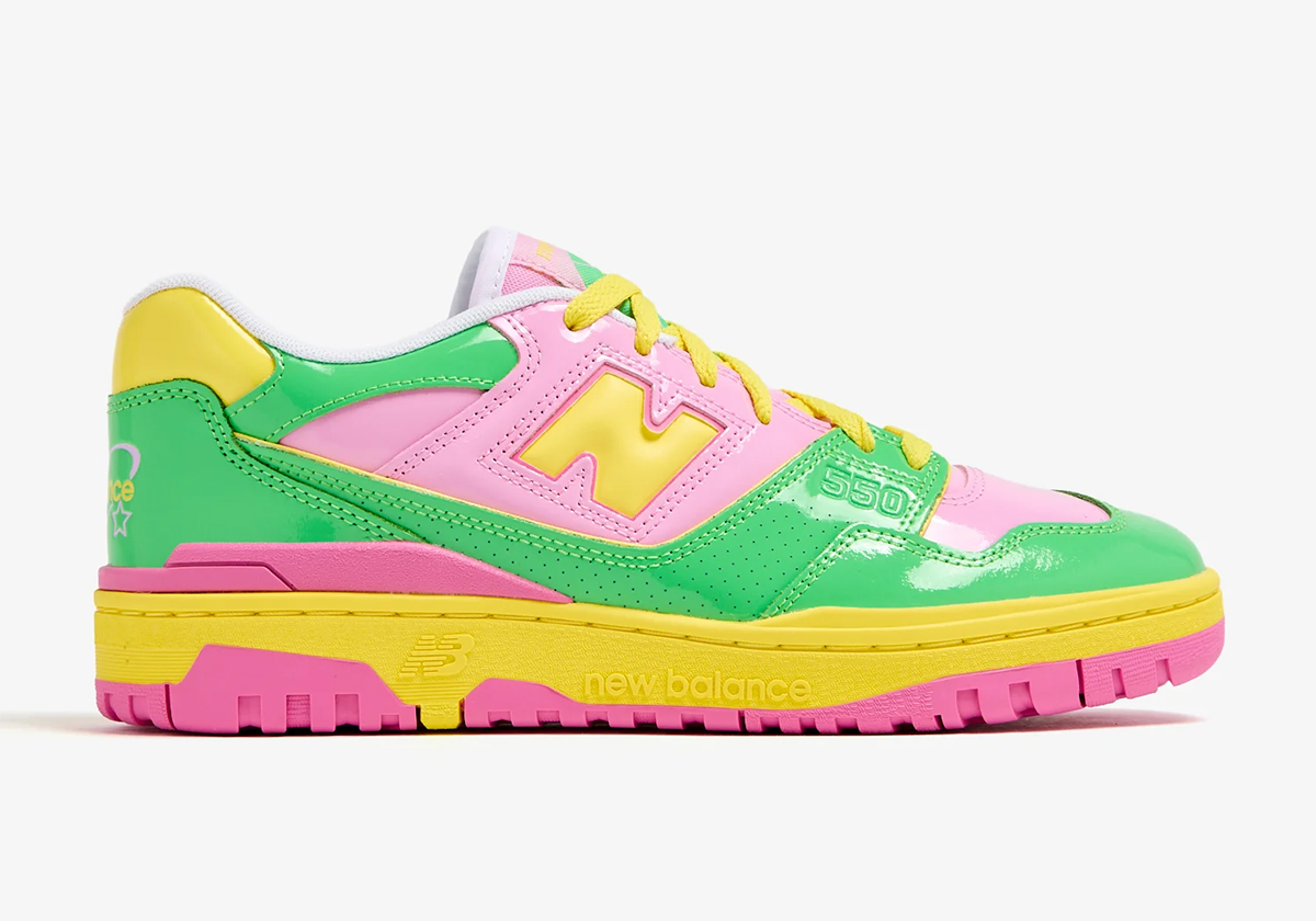 New Balance 550 Patent Green Yellow Pink Bb550yka 1