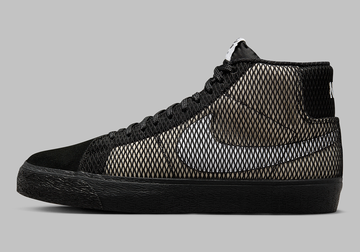 Nike Sb Blazer Mid Black Mesh Netting 4