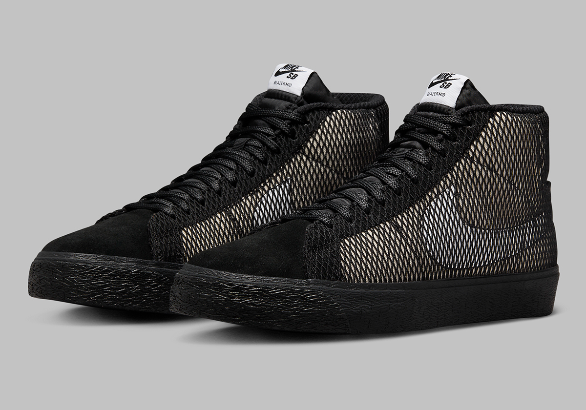 Nike Sb Blazer Mid Black Mesh Netting 6