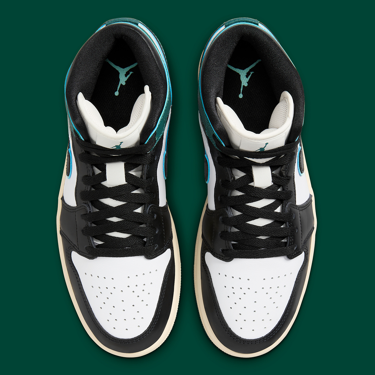 Air Jordan 1 Mid White Black Oxidized Green Light Dew Fq7818 100 2