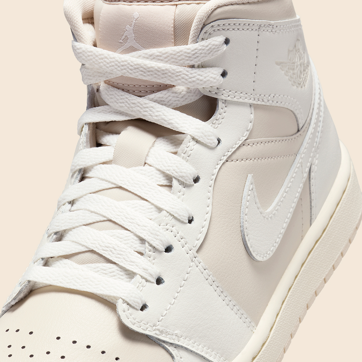 Air Jordan 1 Mid Womens White Light Tan Bq6472 201 1