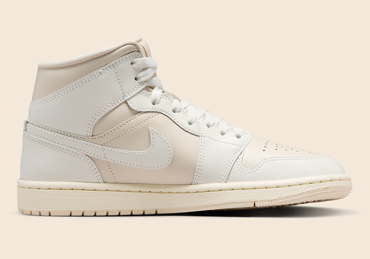 Air Jordan 1 Mid Womens White Light Tan Bq6472 201 3