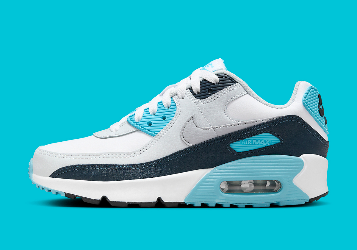 Nike Air Max 90 Gs White Aquarius Blue Hf6358 100 6