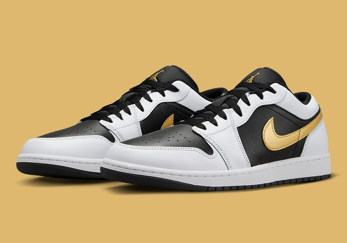 Air Jordan 1 Low “Reverse Panda” Gets A Touch Of Gold