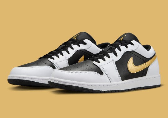 Air Jordan 1 Low “Reverse Panda” Gets A Touch Of Gold