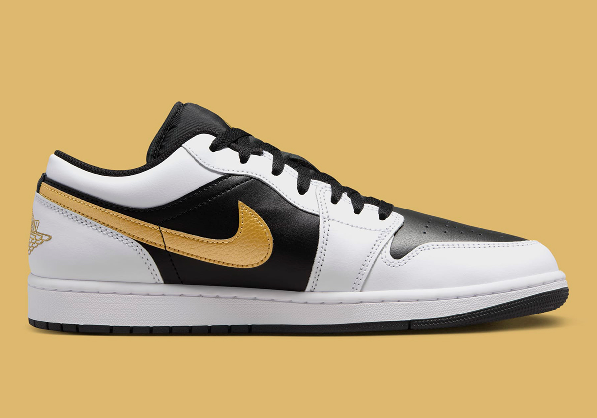 Air Jordan 1 Low White Black Metallic Gold 553558 172 6