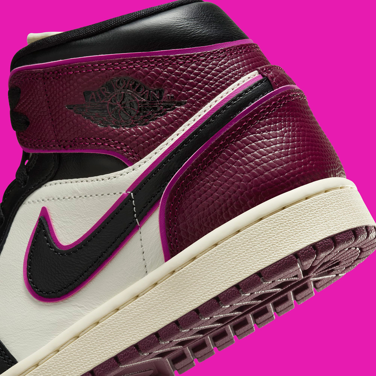 Air Jordan 1 Mid Sail Black Active Pink Bordeaux Coconut Milk Fq7818 101 3