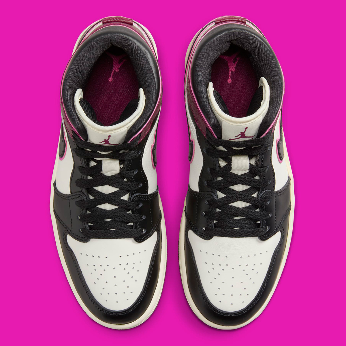 Air Jordan 1 Mid Sail Black Active Pink Bordeaux Coconut Milk Fq7818 101 6