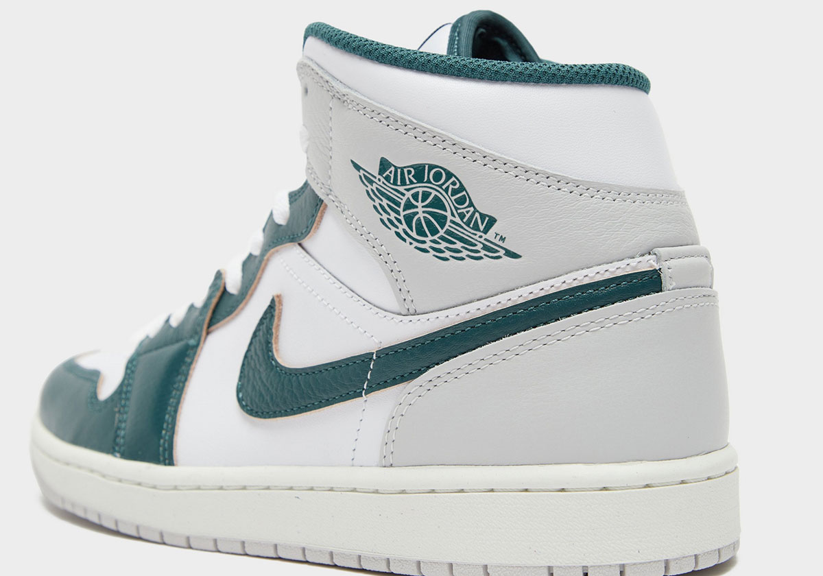 Air Jordan 1 Mid Spruce Teal Light Smoke Grey 4