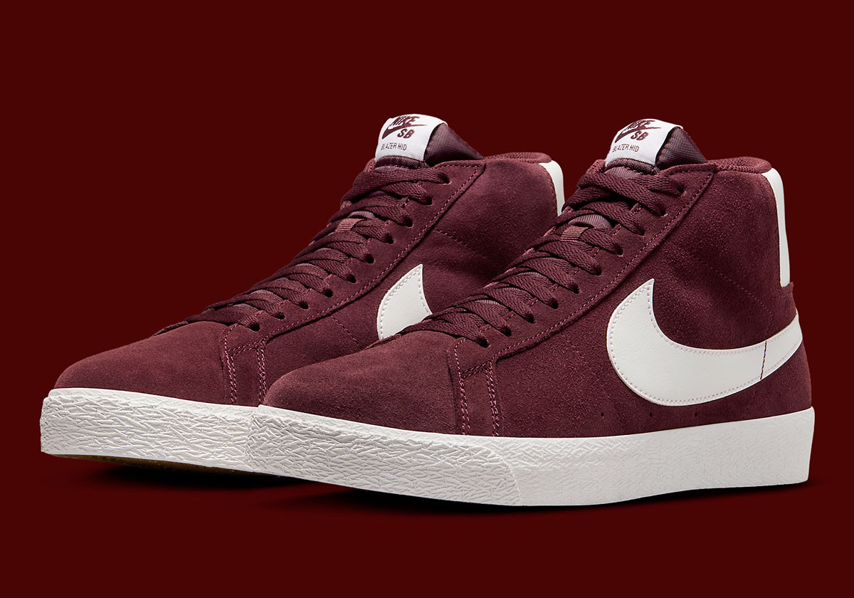 "Burgundy Crush" Settles On A Suede Nike SB Blazer Mid